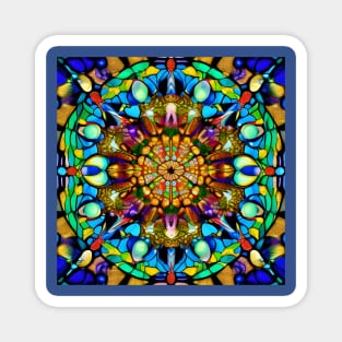 Crystalline Stained Glass Flower Mandala Magnet