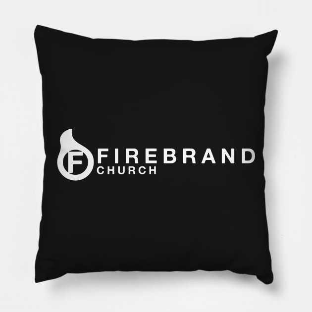 Firebrand White Logo Pillow by Alan Jones