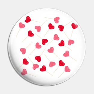 I Heart You Red and Pink Lollipop Pattern Pin