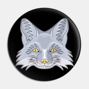 silver fox face Pin