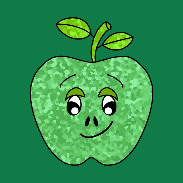 CUTE Green Apple Funny Food by SartorisArt1