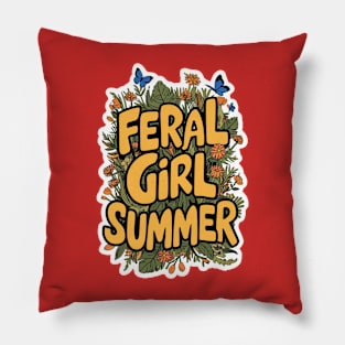 Feral Girl Summer Wild Flower Design Pillow