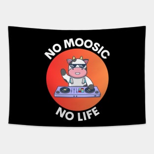 No Moosic No Life | No Music No Life Cow Pun Tapestry