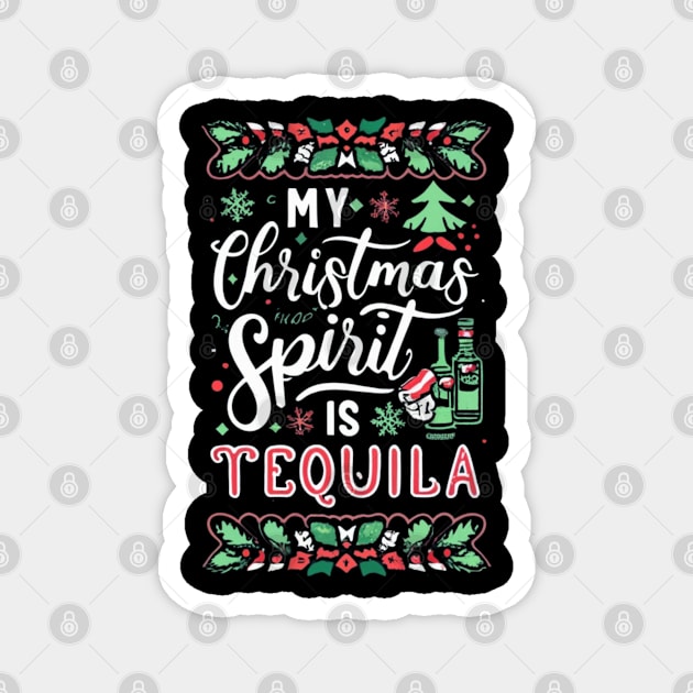 🌟✨ Celebrate the season with us, because "My holiday spirit is tequila." 🍾🎉 Magnet by Bruja Maldita