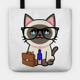 Cute Siamese cat is a colleague at work Tote