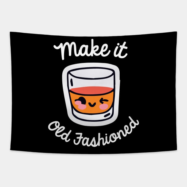 Make it Old Fashioned Cocktail Kawaii Bartender Retro Tapestry by BetterManufaktur