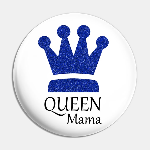 Queen Mama Sparkles in Blue Glitter Crown Pin by Star58