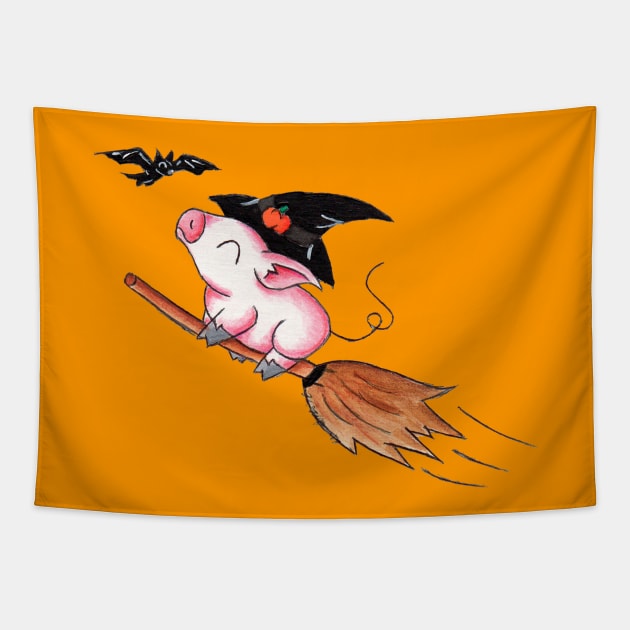 Pigs Fly in Salem Tapestry by KristenOKeefeArt