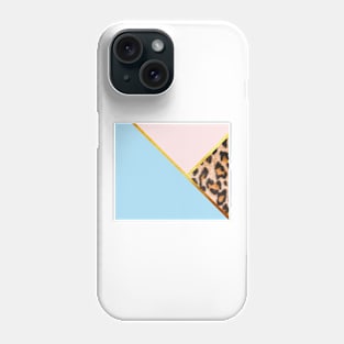 Abstract leopard print, color blocking blue Phone Case