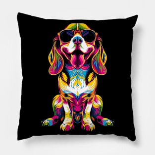 Beagle Dog Sunglasses Pop Art Pillow