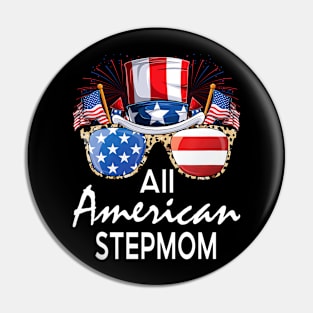 All American Stepmom 4th of July USA America Flag Sunglasses Pin