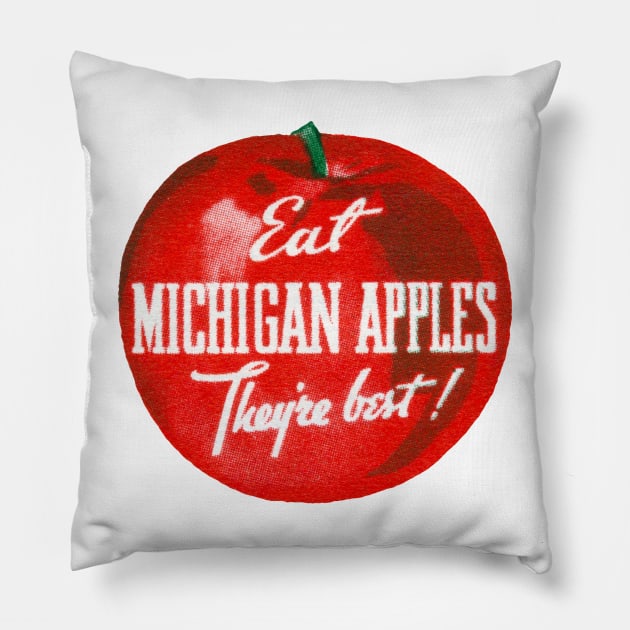 1940s Eat Michigan Apples Pillow by historicimage