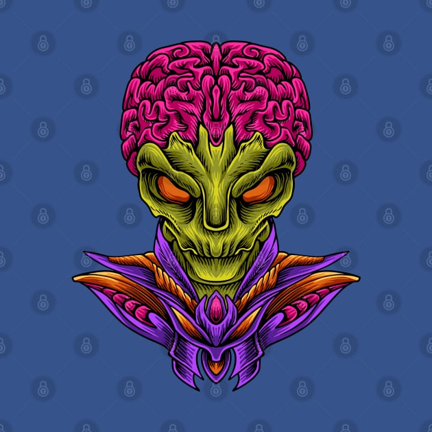 evil alien king illustration by Mako Design 