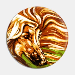 RED AFGHAN HOUND. Windswept. Pin