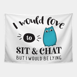 Love to Chat Lying Cute Cat Tapestry