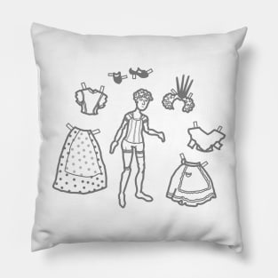 Paper Doll Sketch - "Alice Through the Looking-Glass" Graphic Pillow