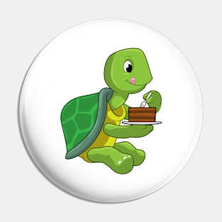 Turtle with Cake Pin