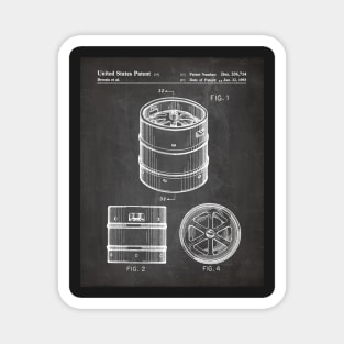 Beer Keg Patent - Beer Lover Craft Ale Art - Black Chalkboard Magnet