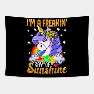 Sarcastic I'm A Freakin' Ray of Sunshine Unicorn Tapestry