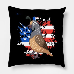 Quail American Flag Quail America Pillow