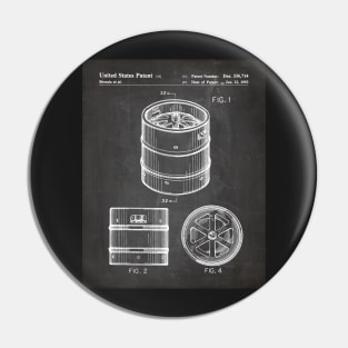 Beer Keg Patent - Beer Lover Craft Ale Art - Black Chalkboard Pin