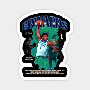 "Ant Man" Anthony Edwards Minnesota Timberwolves Graphic Vintage Basketball Bootleg Magnet