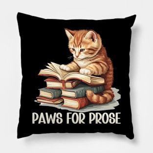 Funny Cat Reading a Book Gift for Cat Lovers and Book Readers Pillow