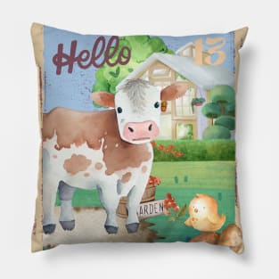 The Brave Little Chick And The Curious Cow Pillow