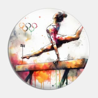 Artistic interpterion of an Olympian on the balance beam. Pin