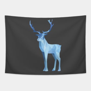 Geometric Stag in Ice Blue Tapestry