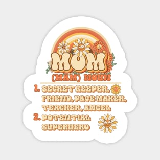 Moms funny sarcastic quote Retro quote gift for funny mother Vintage floral pattern Magnet