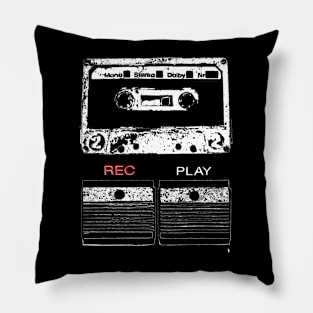 Retro cassette , REC PLAY keys. Pillow