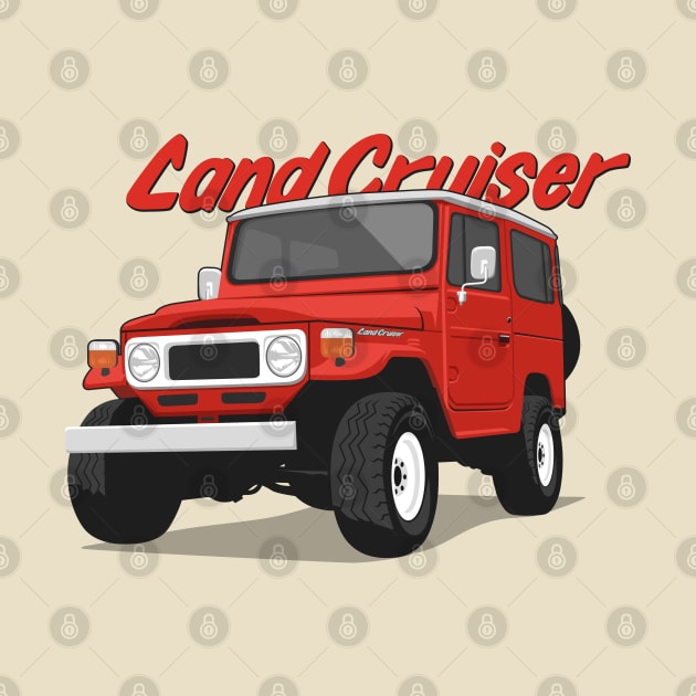 Land cruiser fj40 hardtop off road red by creative.z