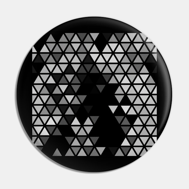 Geometric Fractal Triangles Black Noir Pin by Tobe_Fonseca