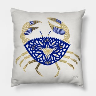 Navy Gold Crab Pillow