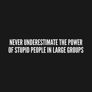 Wisdom Humor - Never Underestimate The Power Of Stupid People In Large Group - Funny Statement Sarcastic Slogan T-Shirt