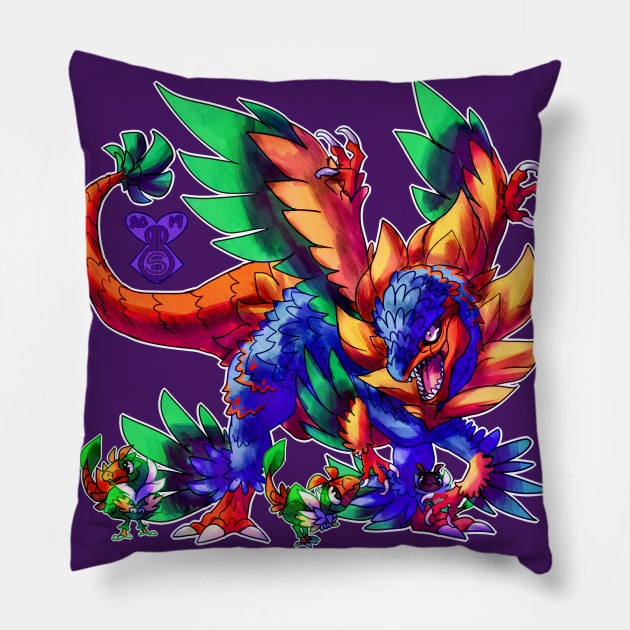 feathered tyrant Pillow by BeatBawksStudio