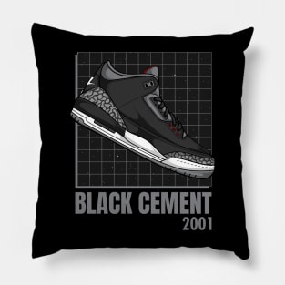 AJ 3 Black Cement Sneaker Pillow