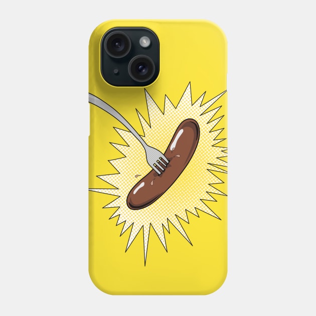 Sausage on fork Phone Case by helengarvey