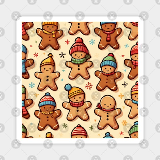 Gingerbread Men Pattern Magnet by ArtFactoryAI