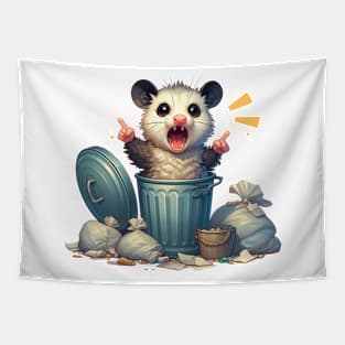 Cute Angry Opossum in Trash Tapestry