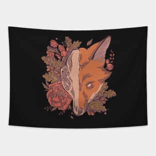 Autumn Fox Skull Tapestry