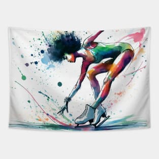 Artistic impression of a woman figure skating Tapestry