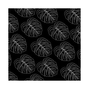 monstera tropical plant hawaii aloha print black and white T-Shirt