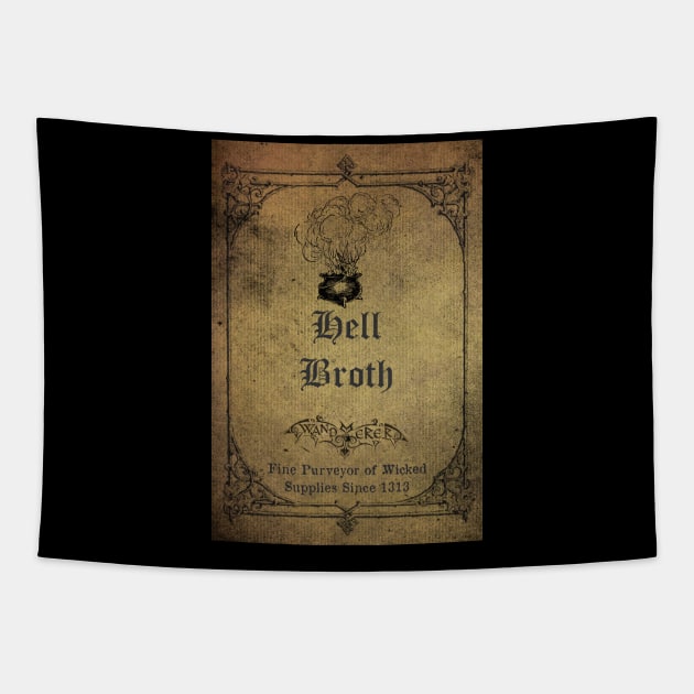 Hell Broth Apothecary Ingredient Bottle Label Tapestry by Wanderer Bat