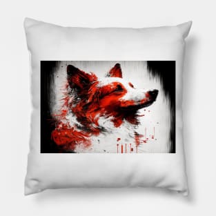 Abstract Splash Painting Of A Dog In Black And Red Colours Pillow