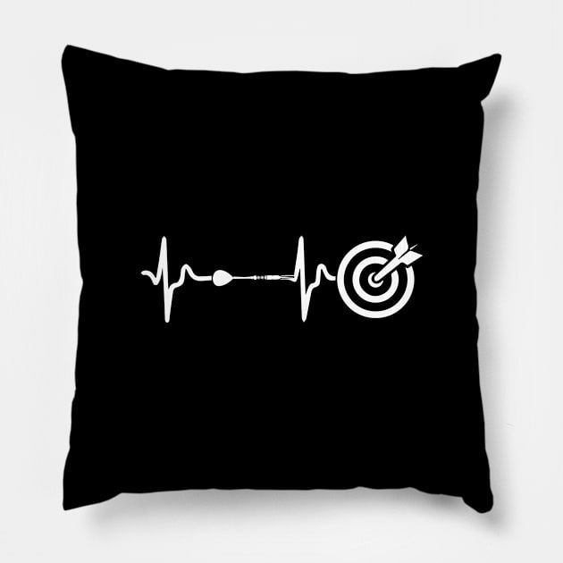 I Love Darts - Lifeline Heartbeat T-Shirt Pillow by biNutz