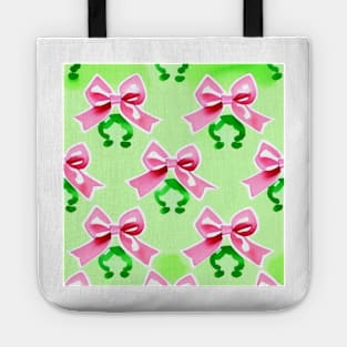 Preppy small bows on light green Tote