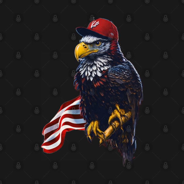 ai generated design for 4th of July, an eagle, a flag and a baseball hat by Apparels2022