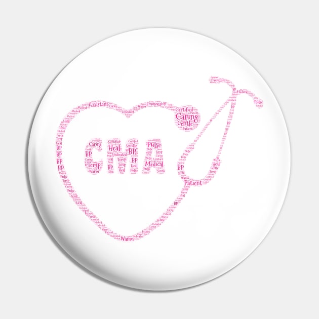 CMA Heart Stethoscope Word Cloud Art Pin by ckandrus